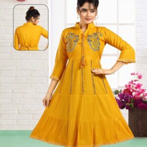 Embroidered A-Line Long Kurti